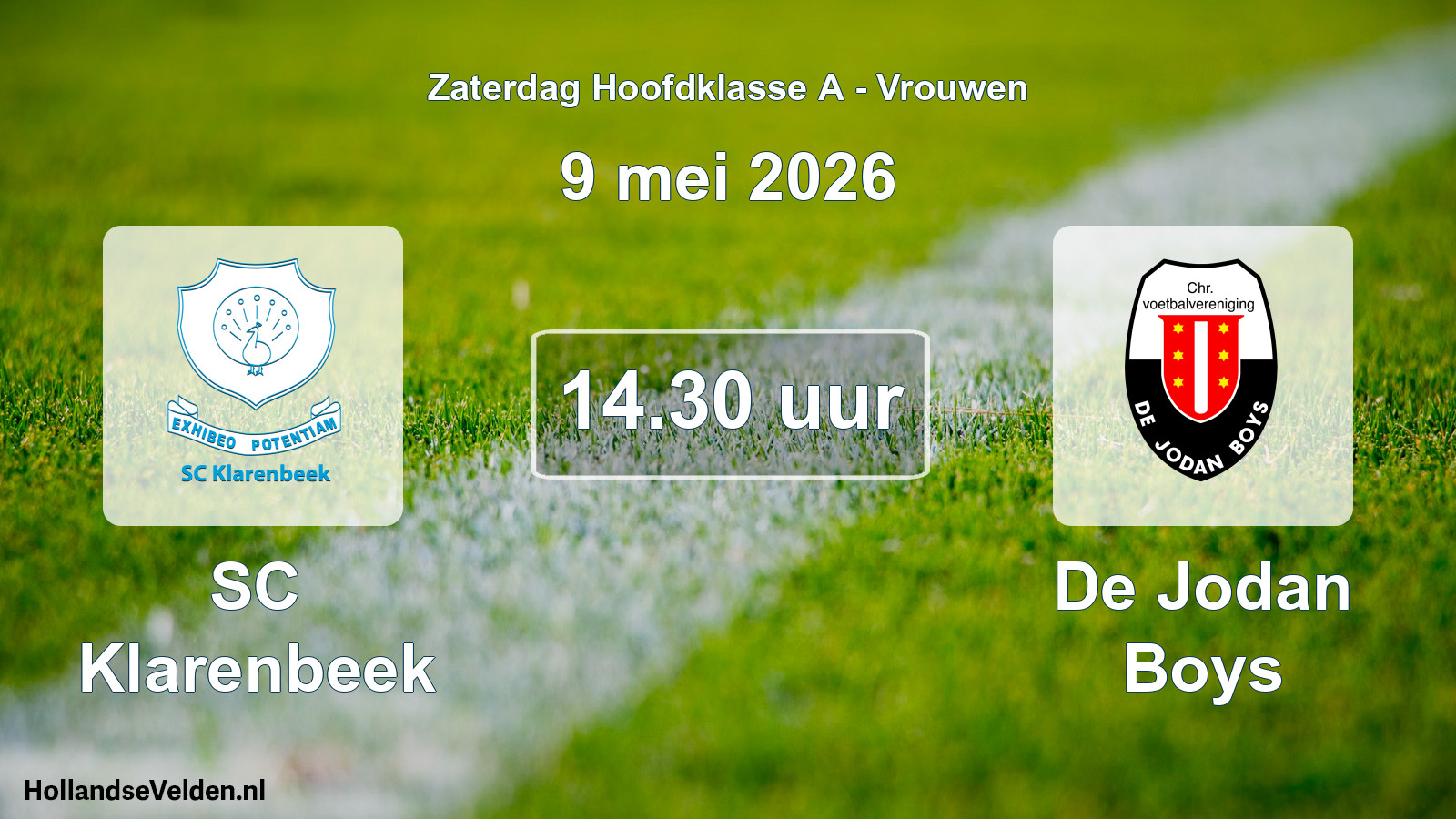 Scheduled Match: SC Klarenbeek - De Jodan Boys (9 May 2026)