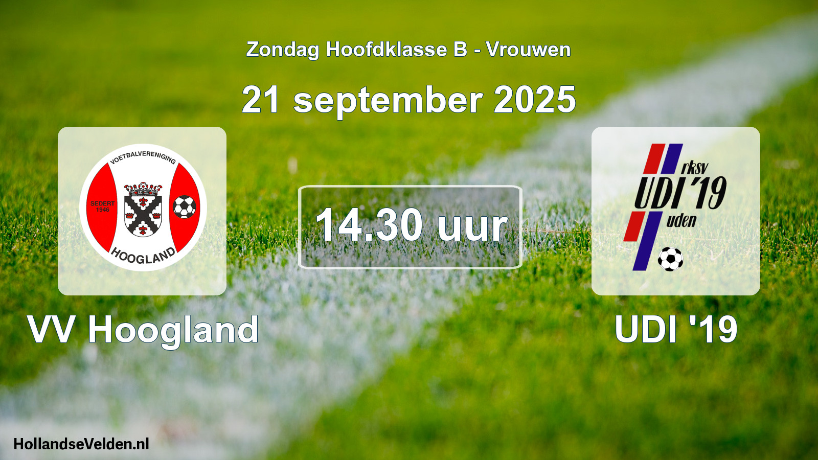 Geplande wedstrijd: VV Hoogland - UDI '19 (21 september 2025)