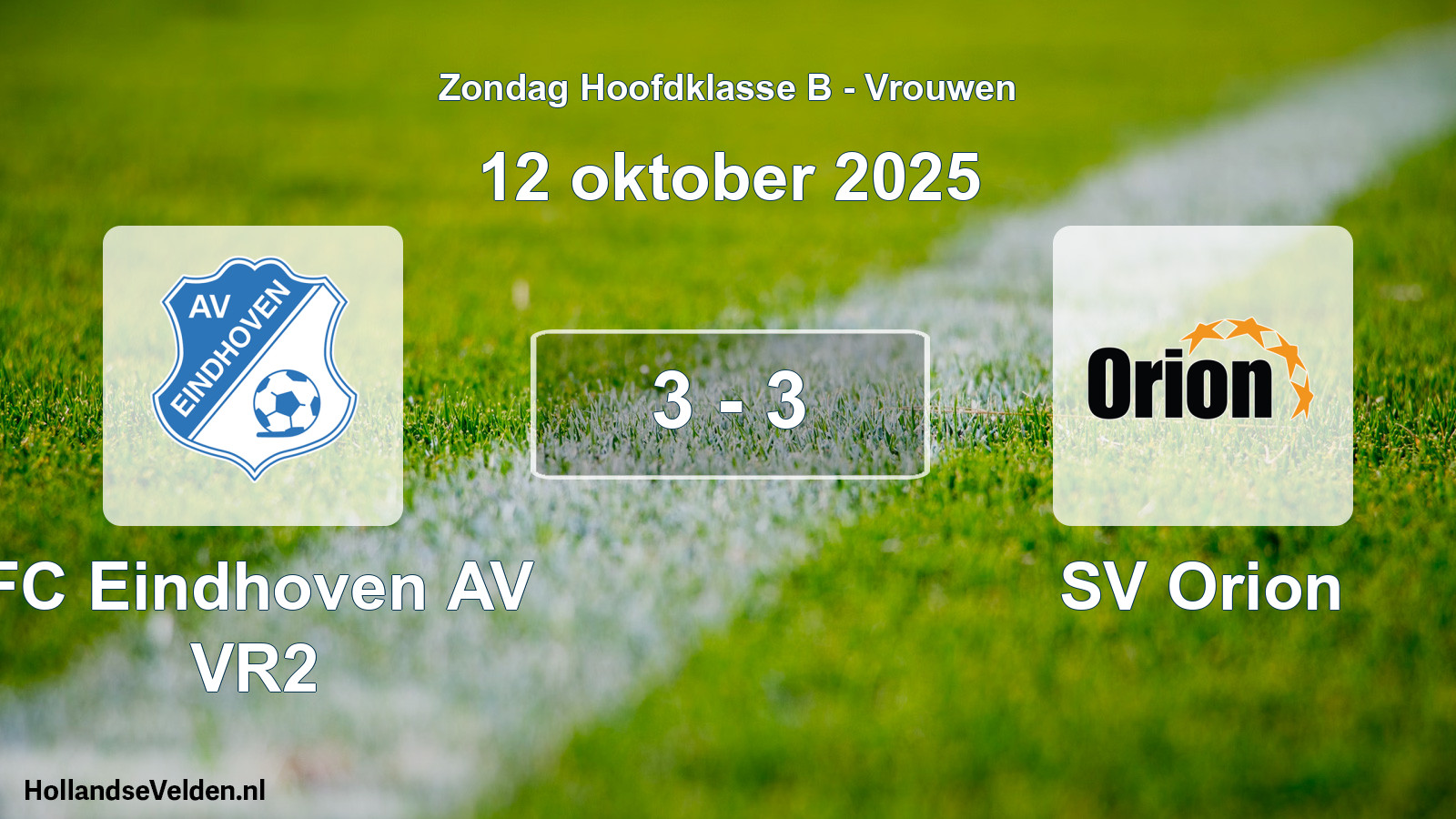 Gespeelde wedstrijd: FC Eindhoven AV VR2 - SV Orion 3 - 3 (12 oktober 2025)