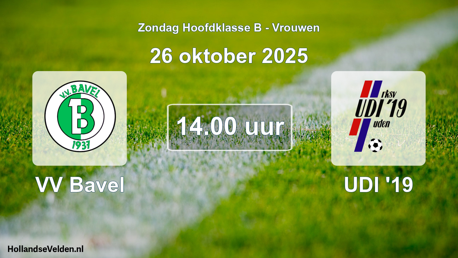 Geplande wedstrijd: VV Bavel - UDI '19 (26 oktober 2025)