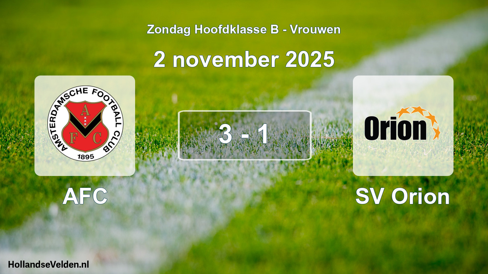 Gespeelde wedstrijd: AFC - SV Orion 3 - 1 (2 november 2025)