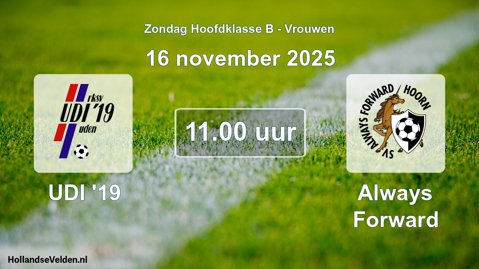 Geplande wedstrijd: UDI '19 - Always Forward (16 november 2025)