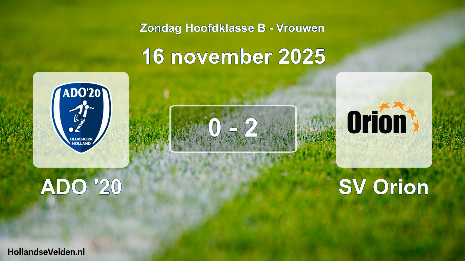 Gespeelde wedstrijd: ADO '20 - SV Orion 0 - 2 (16 november 2025)