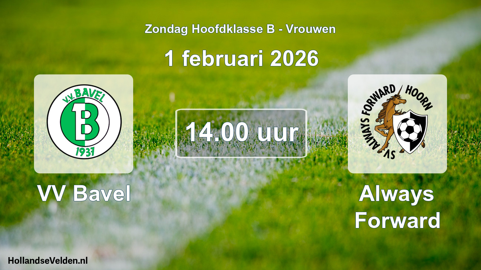 Geplande wedstrijd: VV Bavel - Always Forward (1 februari 2026)