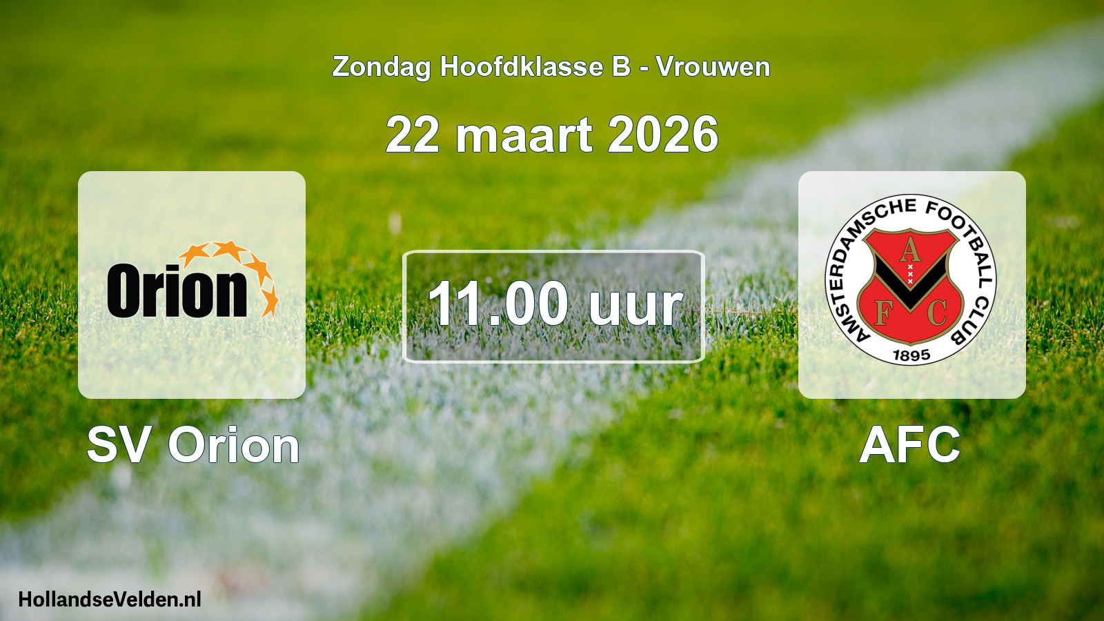 Geplande wedstrijd: SV Orion - AFC (22 maart 2026)