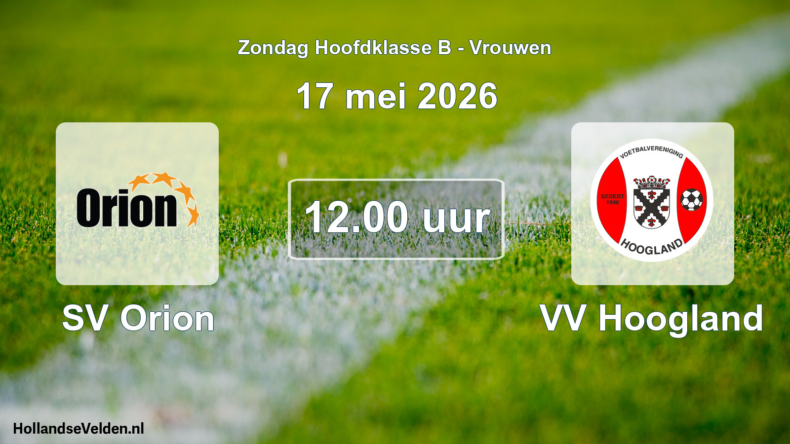 Geplande wedstrijd: SV Orion - VV Hoogland (17 mei 2026)