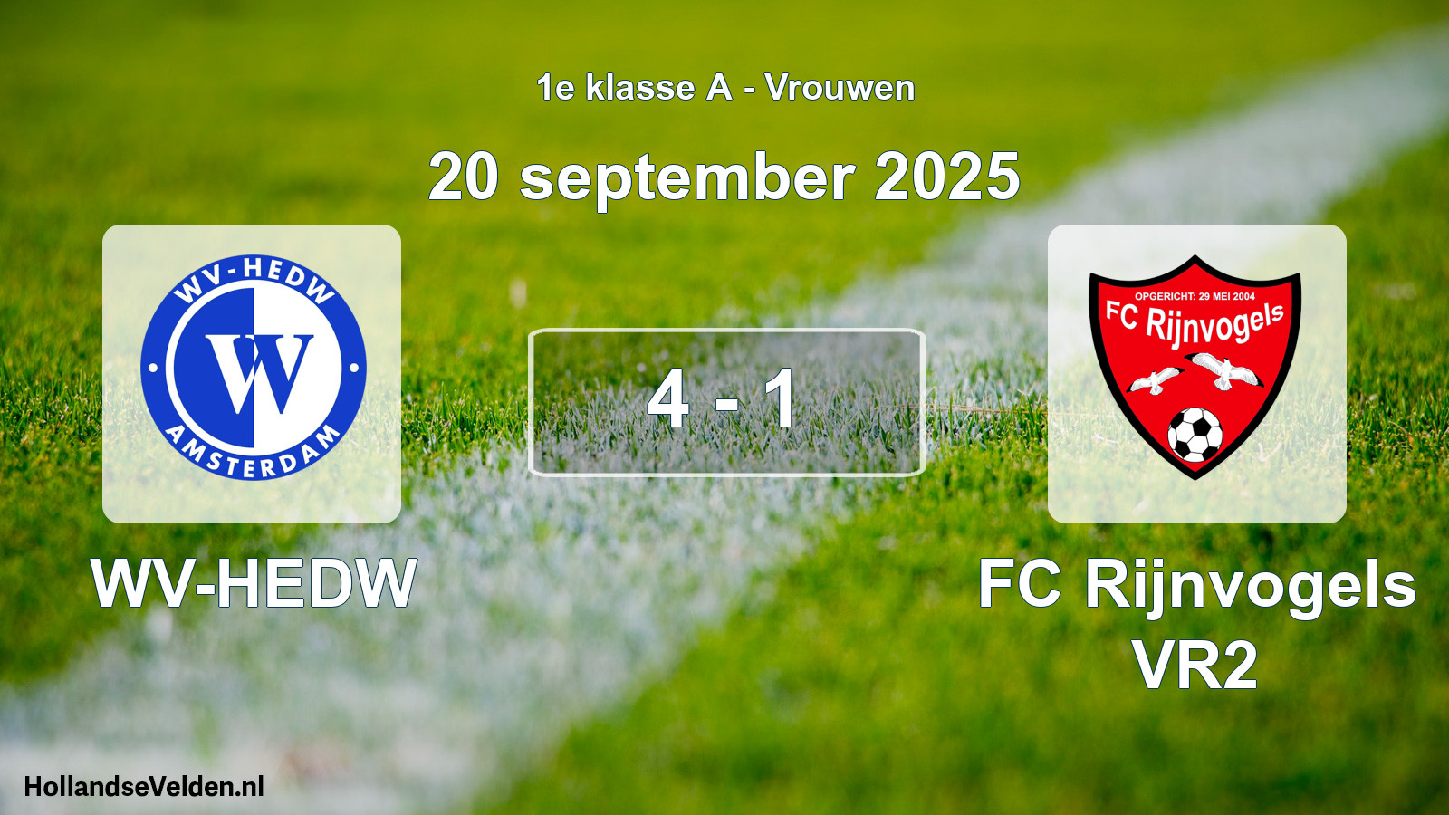 Played match: WV-HEDW - FC Rijnvogels VR2 4 - 1 (20 September 2025)