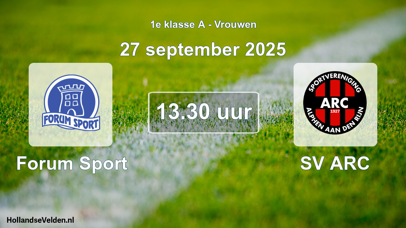 Geplande wedstrijd: Forum Sport - SV ARC (27 september 2025)