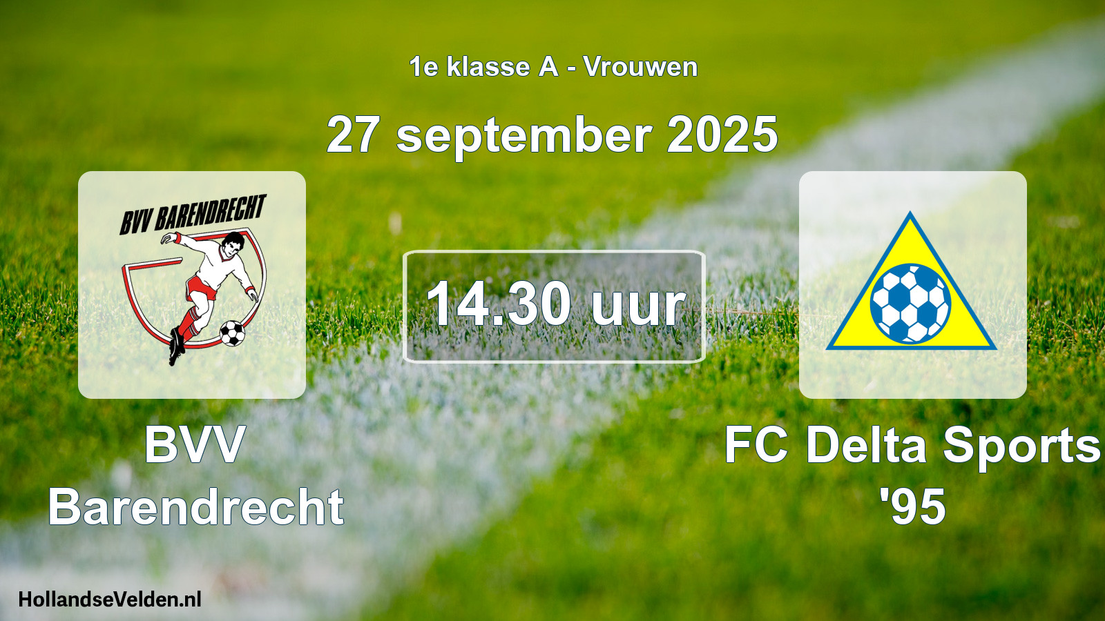 Geplande wedstrijd: BVV Barendrecht - FC Delta Sports '95 (27 september 2025)
