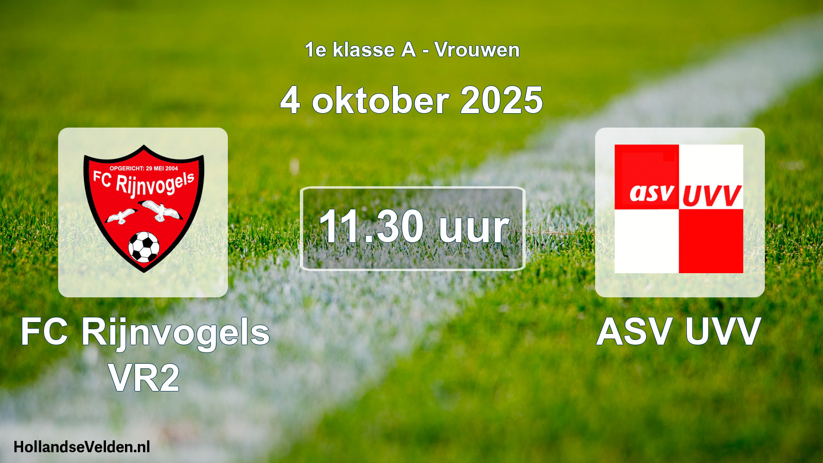 Geplande wedstrijd: FC Rijnvogels VR2 - ASV UVV (4 oktober 2025)