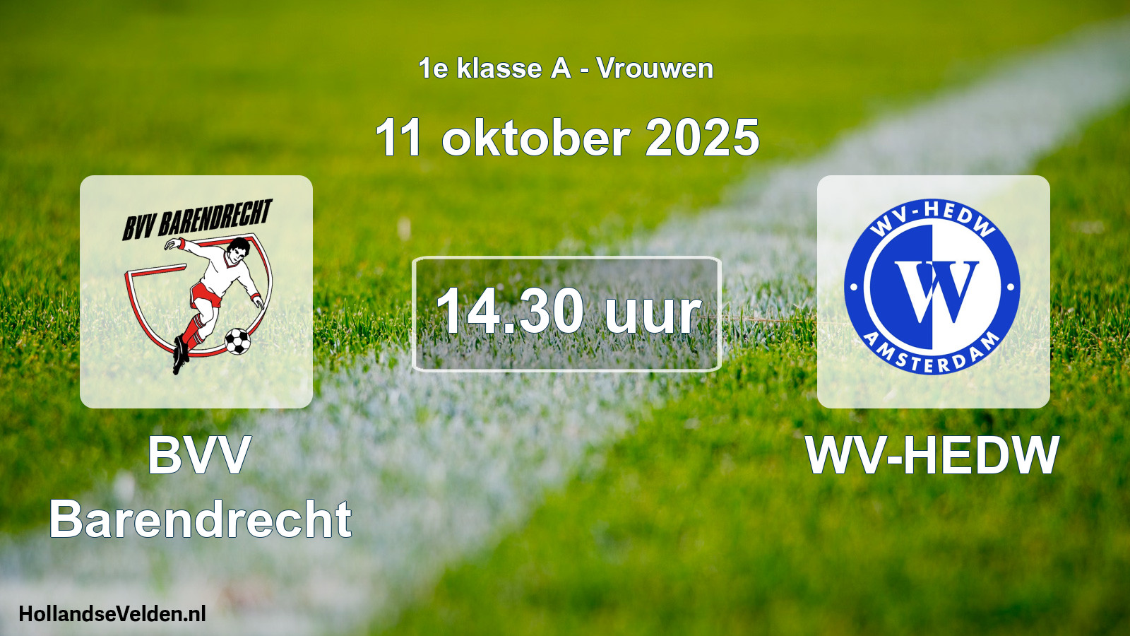 Geplande wedstrijd: BVV Barendrecht - WV-HEDW (11 oktober 2025)