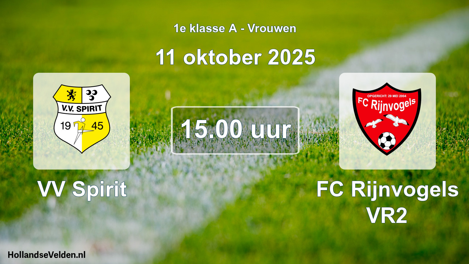 Geplande wedstrijd: VV Spirit - FC Rijnvogels VR2 (11 oktober 2025)