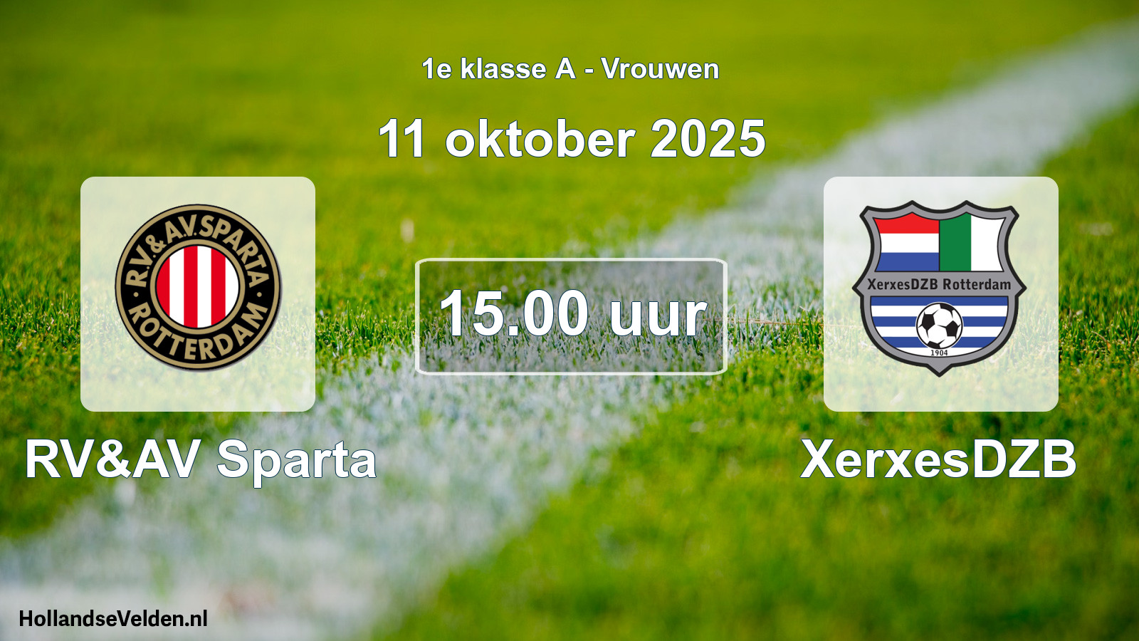 Geplande wedstrijd: RV&AV Sparta - XerxesDZB (11 oktober 2025)