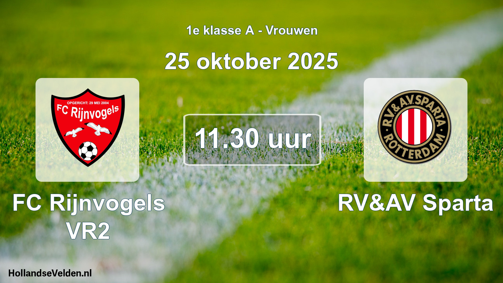 Geplande wedstrijd: FC Rijnvogels VR2 - RV&AV Sparta (25 oktober 2025)