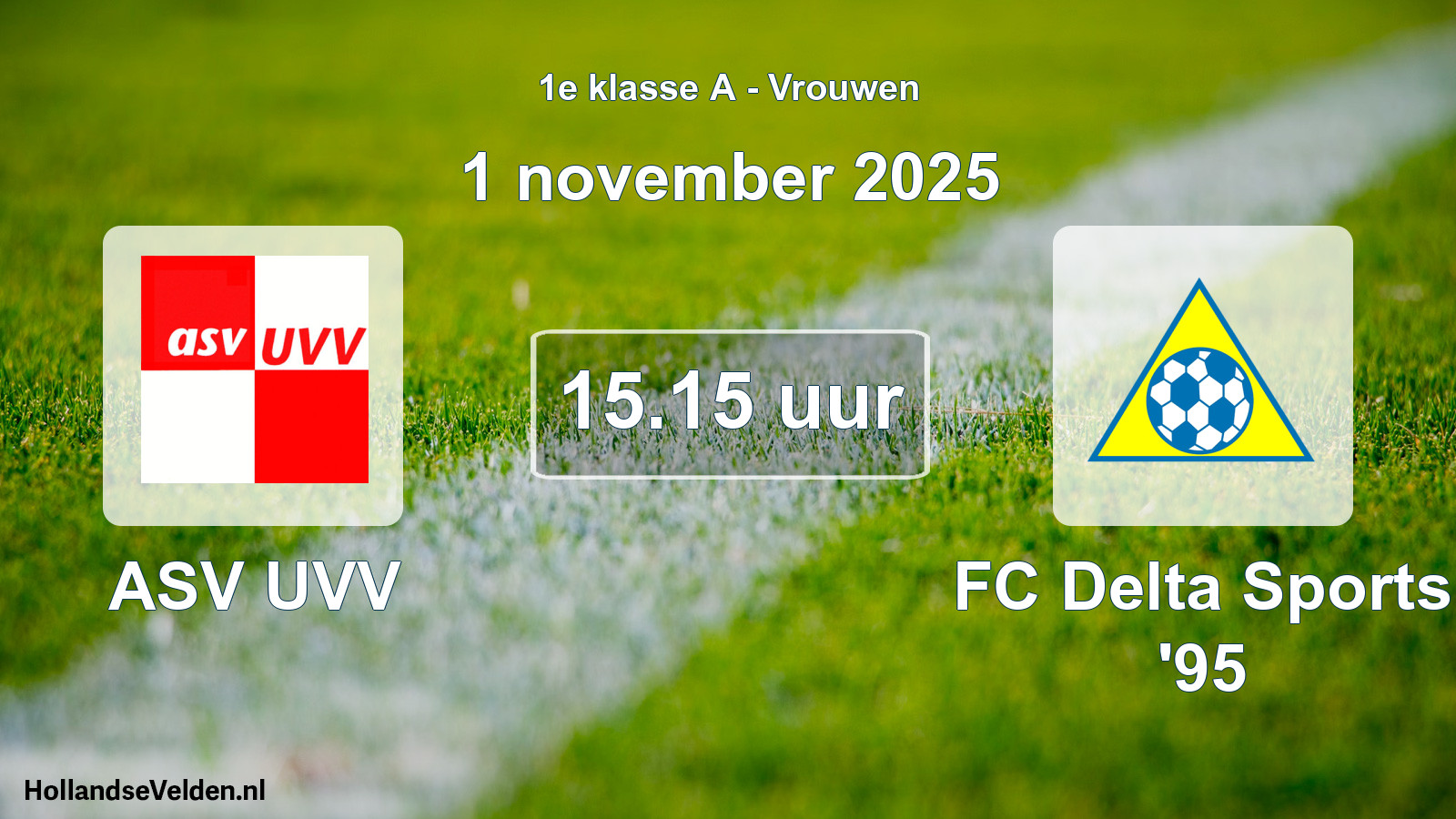 Geplande wedstrijd: ASV UVV - FC Delta Sports '95 (1 november 2025)