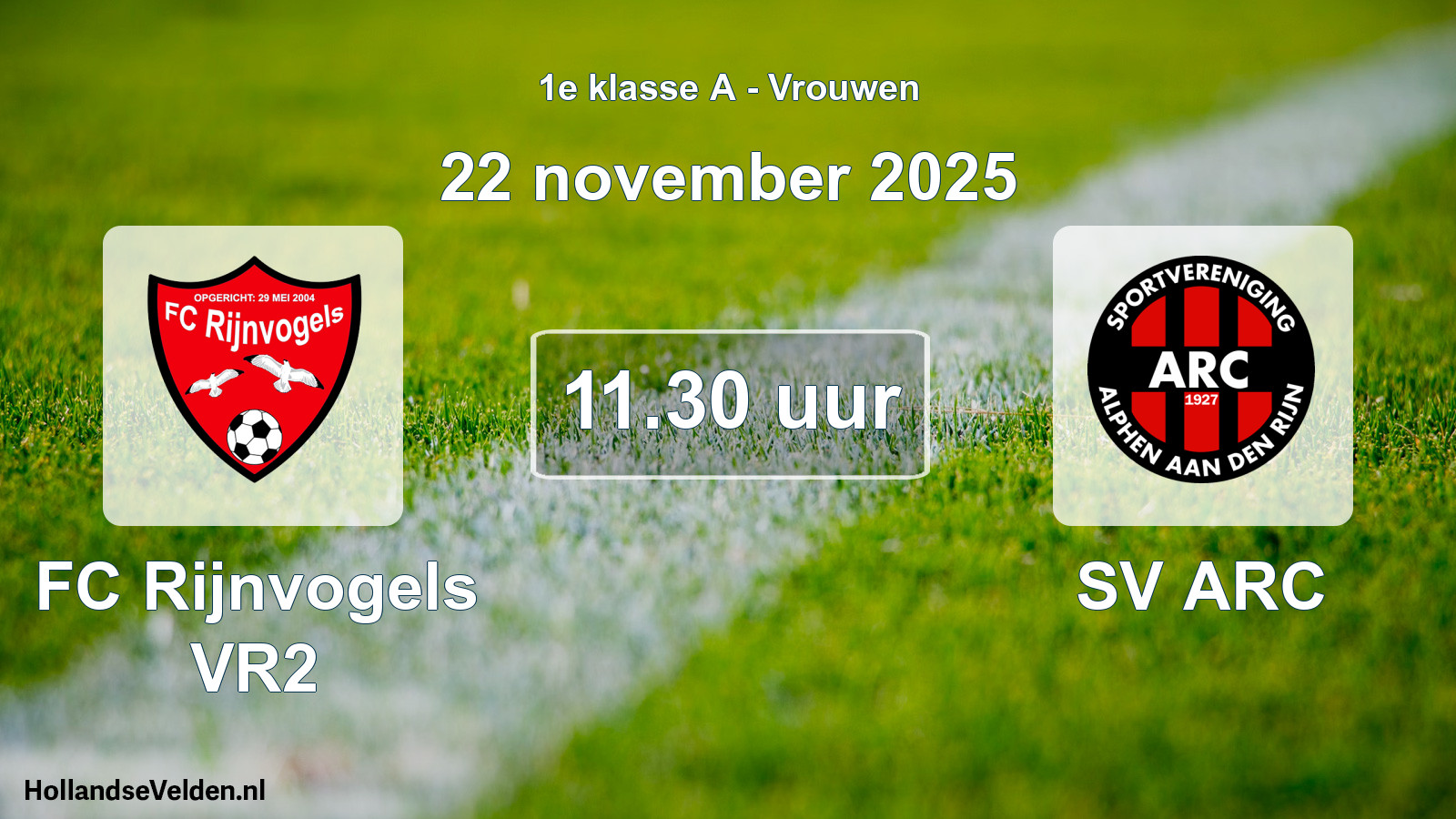 Geplande wedstrijd: FC Rijnvogels VR2 - SV ARC (22 november 2025)