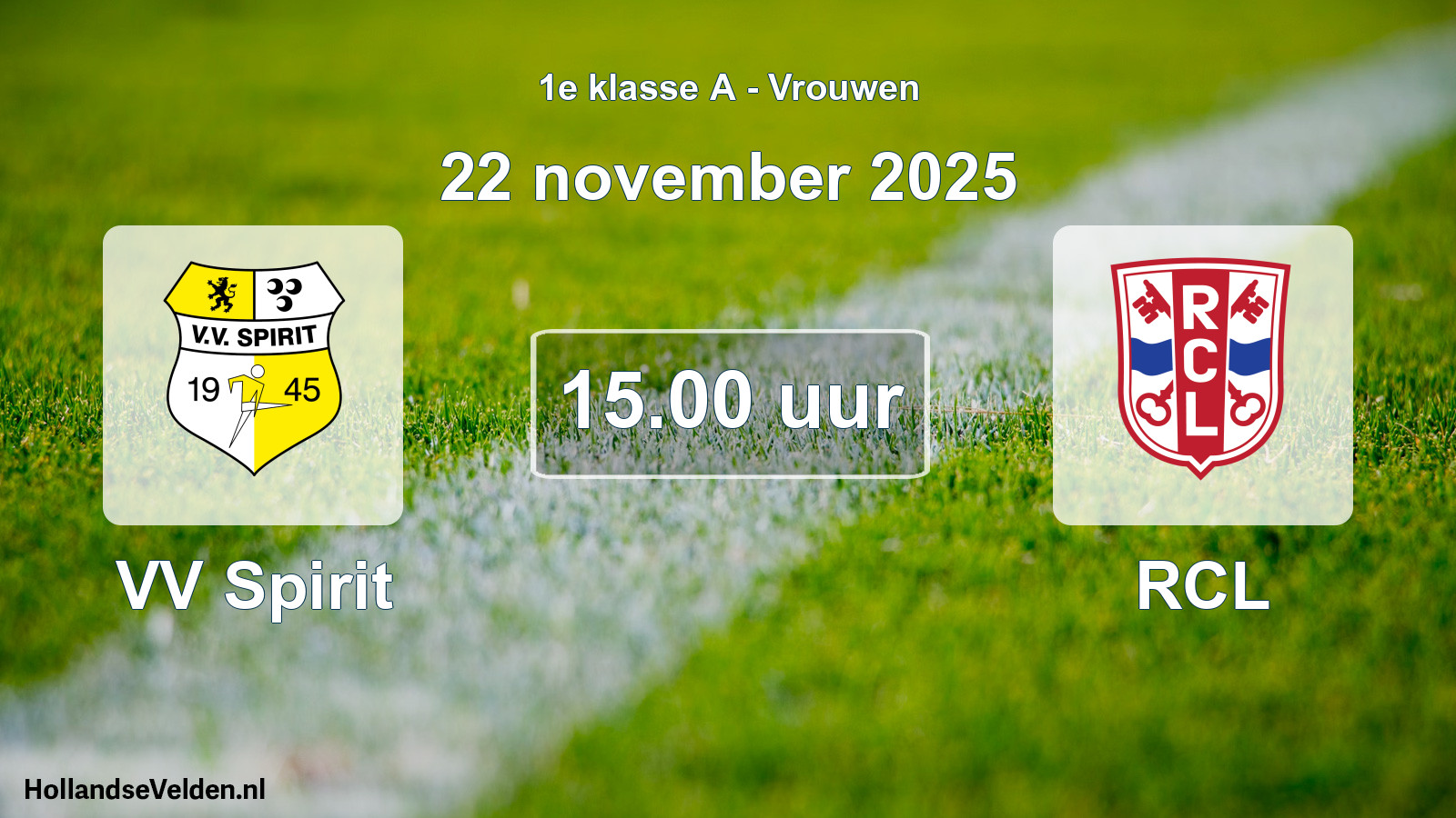 Geplande wedstrijd: VV Spirit - RCL (22 november 2025)