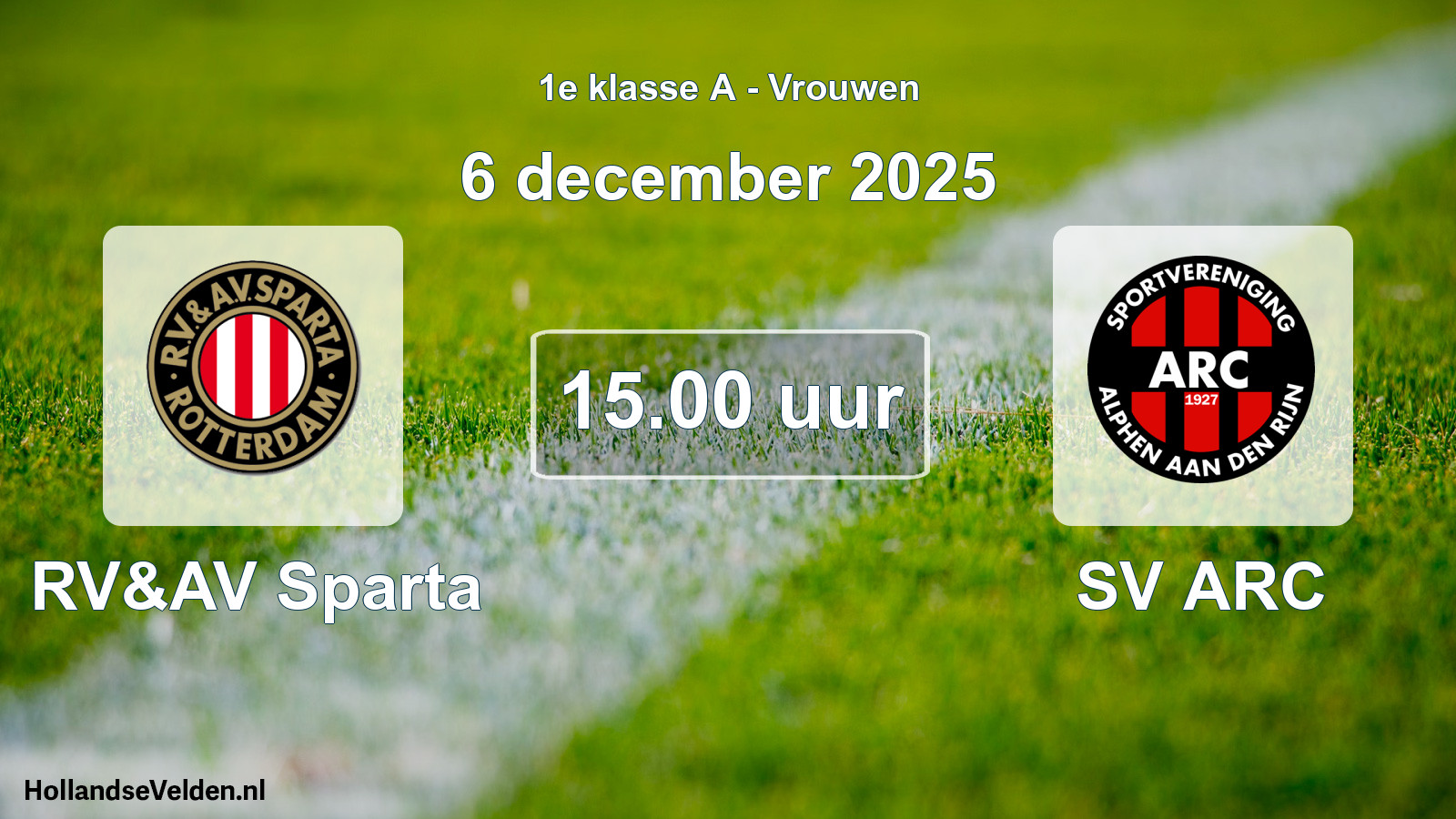 Geplande wedstrijd: RV&AV Sparta - SV ARC (6 december 2025)