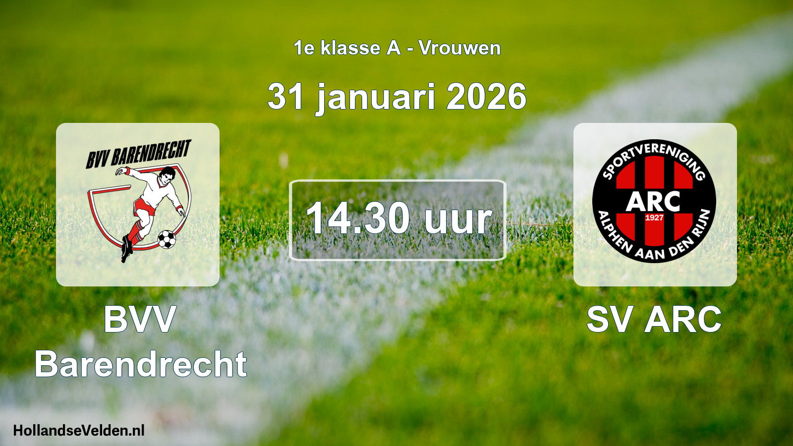Geplande wedstrijd: BVV Barendrecht - SV ARC (31 januari 2026)