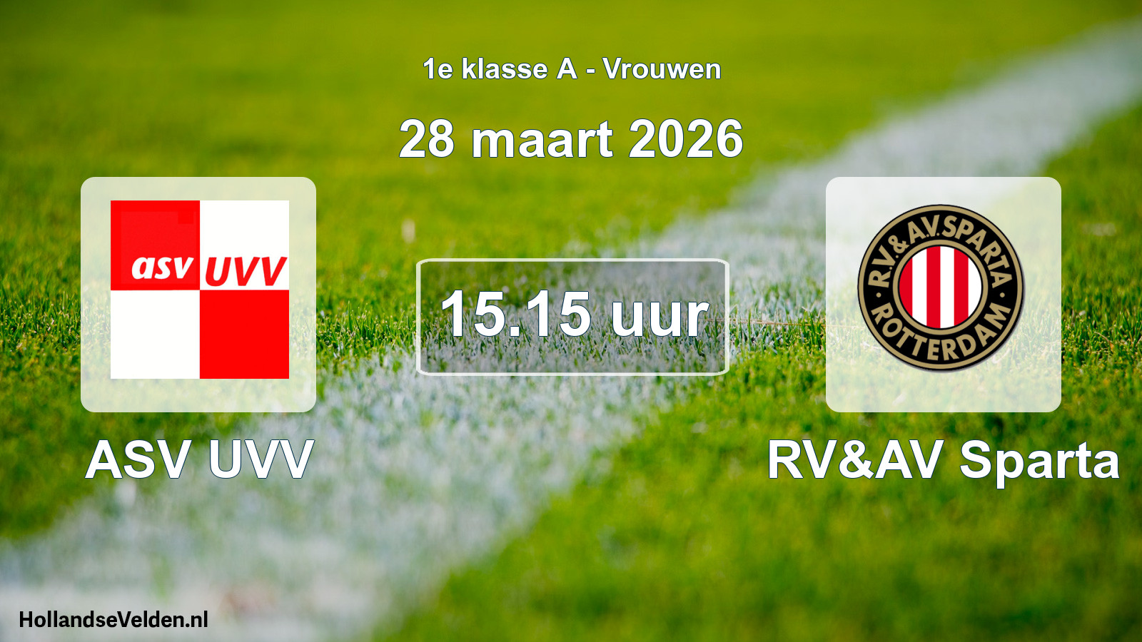 Geplande wedstrijd: ASV UVV - RV&AV Sparta (28 maart 2026)