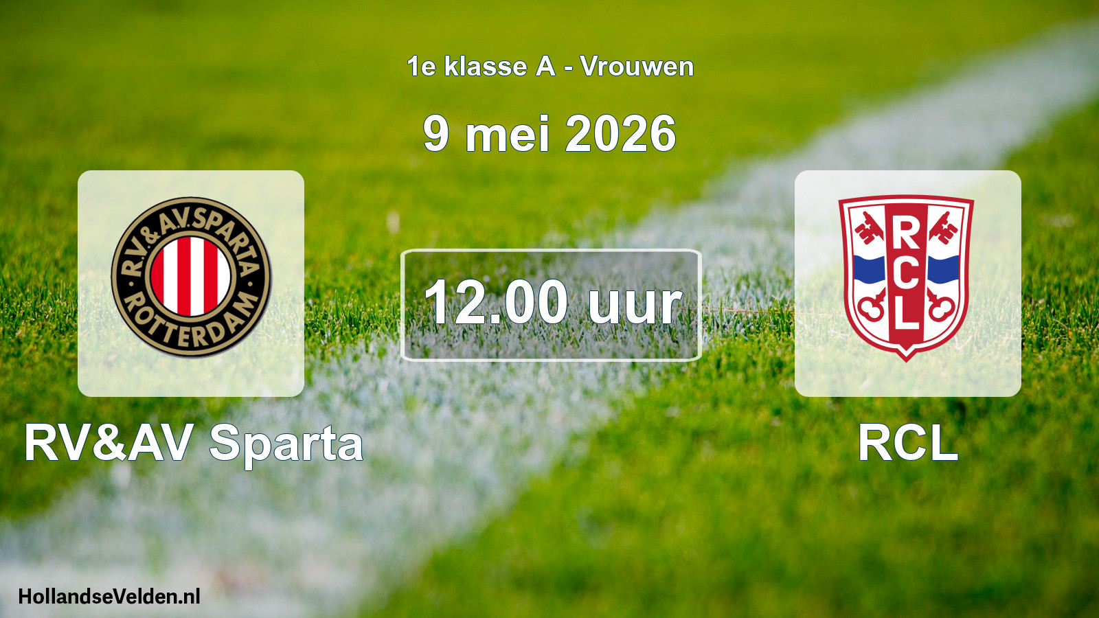 Geplande wedstrijd: RV&AV Sparta - RCL (9 mei 2026)