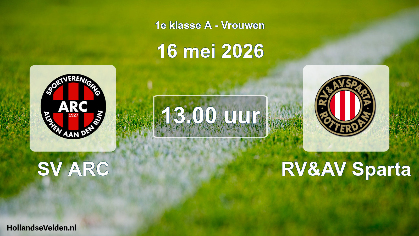 Geplande wedstrijd: SV ARC - RV&AV Sparta (16 mei 2026)