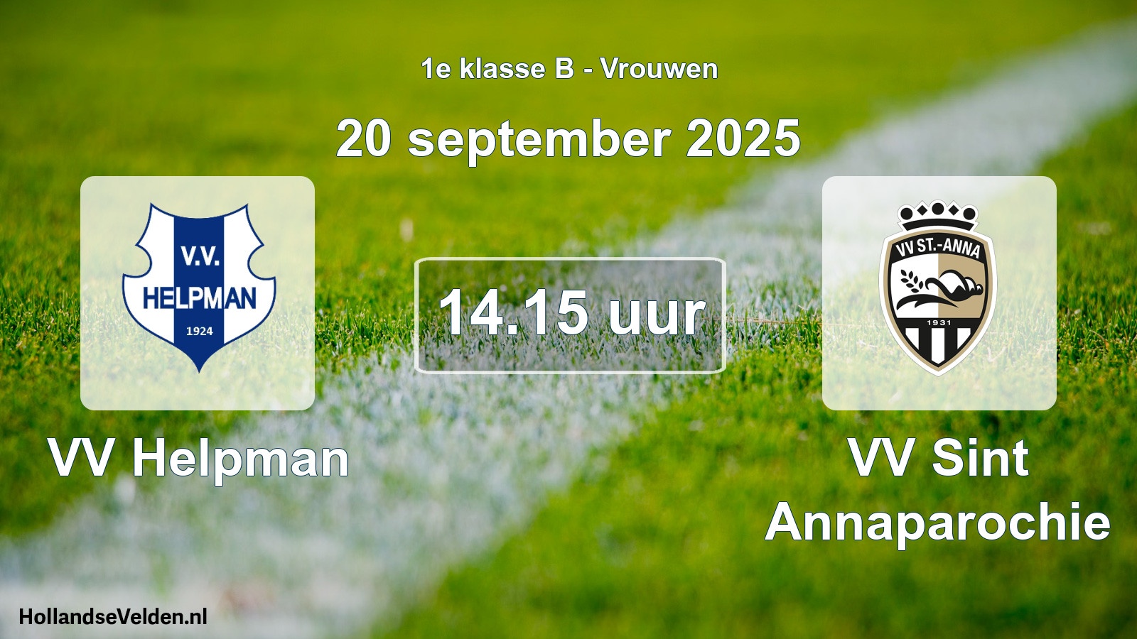 Scheduled Match: VV Helpman - VV Sint Annaparochie (20 September 2025)
