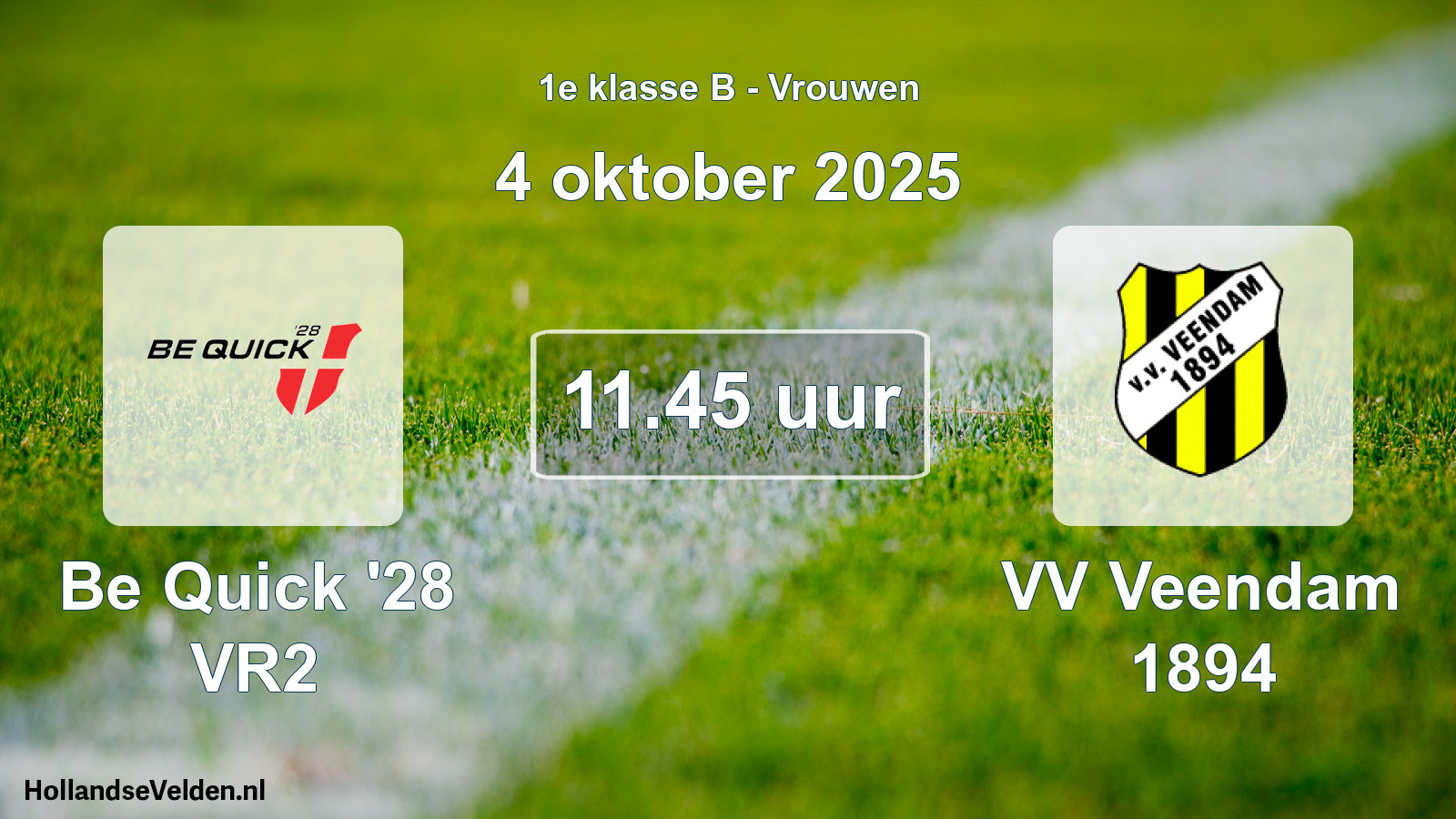 Geplande wedstrijd: Be Quick '28 VR2 - VV Veendam 1894 (4 oktober 2025)