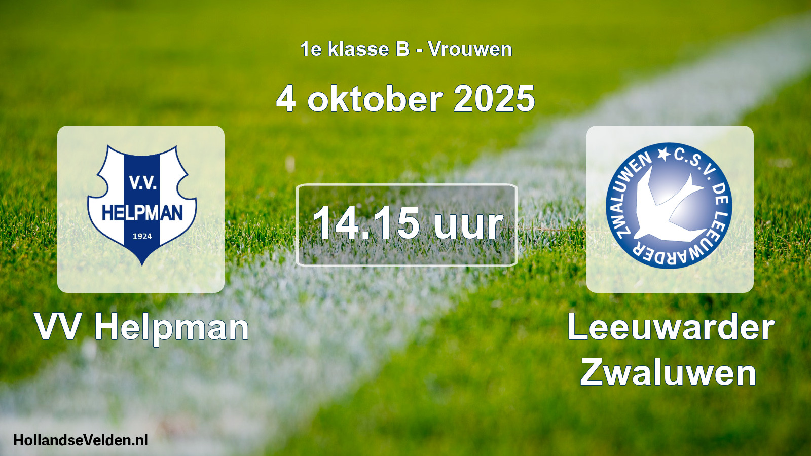 Scheduled Match: VV Helpman - Leeuwarder Zwaluwen (4 October 2025)