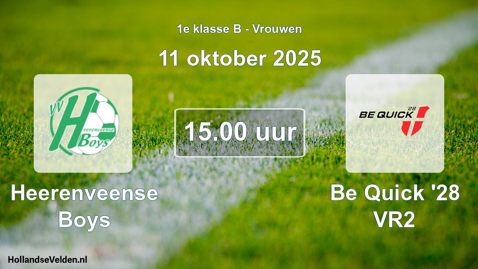 Scheduled Match: Heerenveense Boys - Be Quick '28 VR2 (11 October 2025)