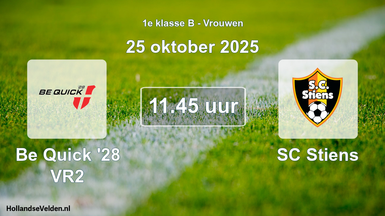 Scheduled Match: Be Quick '28 VR2 - SC Stiens (25 October 2025)