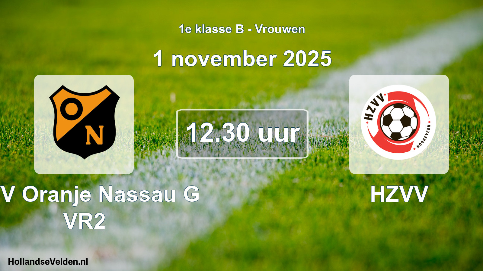 Geplande wedstrijd: CVV Oranje Nassau G VR2 - HZVV (1 november 2025)