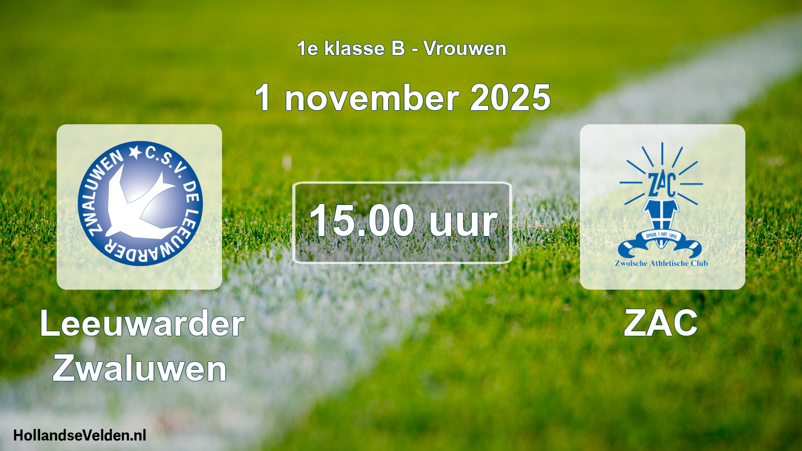 Geplande wedstrijd: Leeuwarder Zwaluwen - ZAC (1 november 2025)