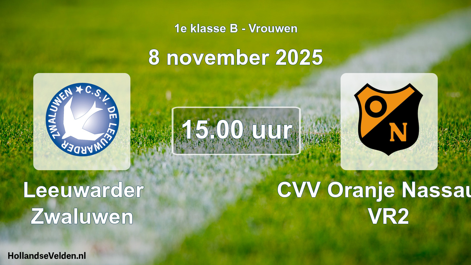 Scheduled Match: Leeuwarder Zwaluwen - CVV Oranje Nassau G VR2 (8 November 2025)