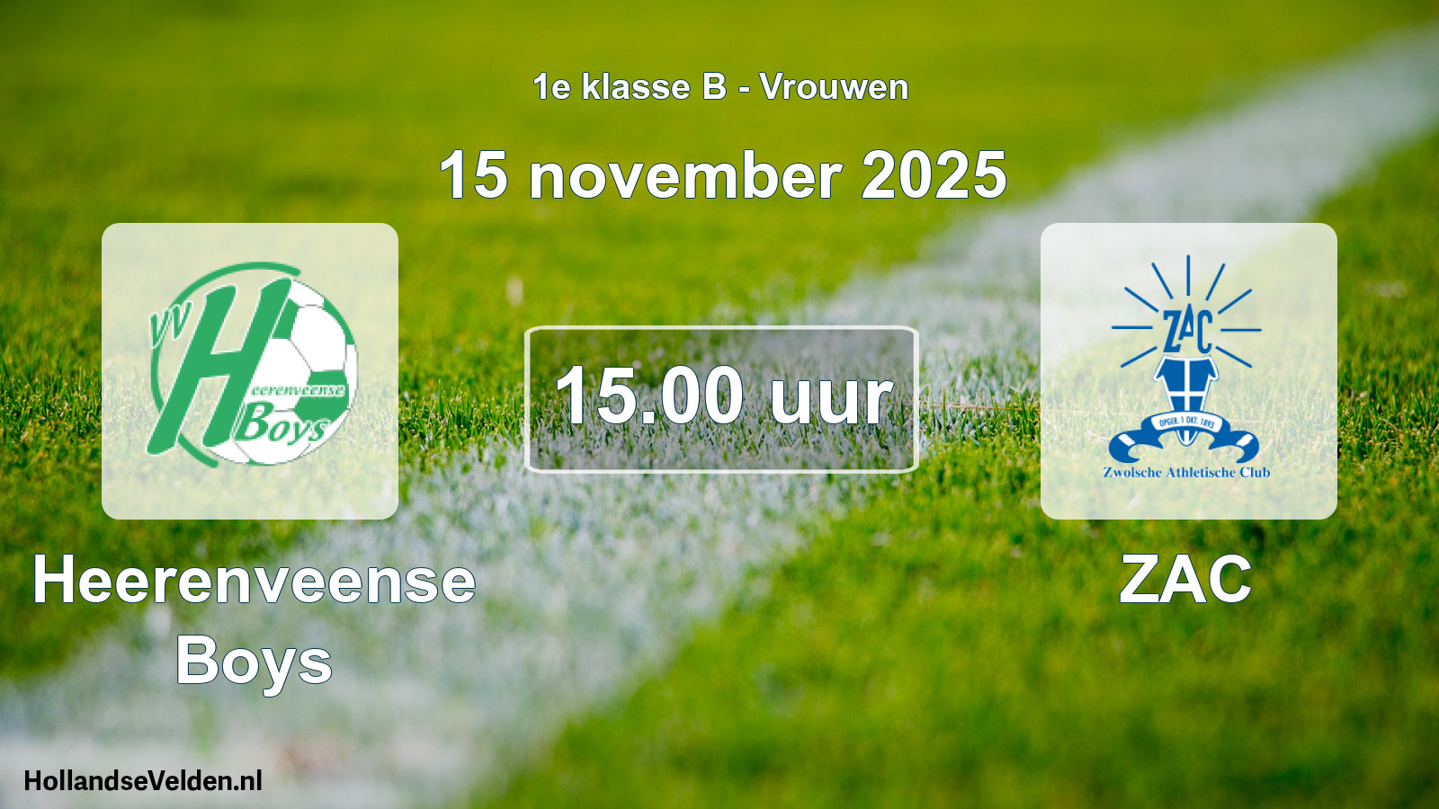 Scheduled Match: Heerenveense Boys - ZAC (15 November 2025)