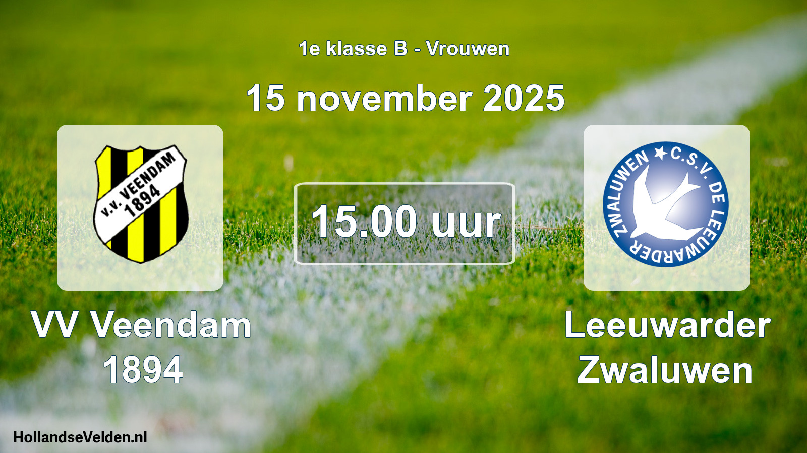 Scheduled Match: VV Veendam 1894 - Leeuwarder Zwaluwen (15 November 2025)