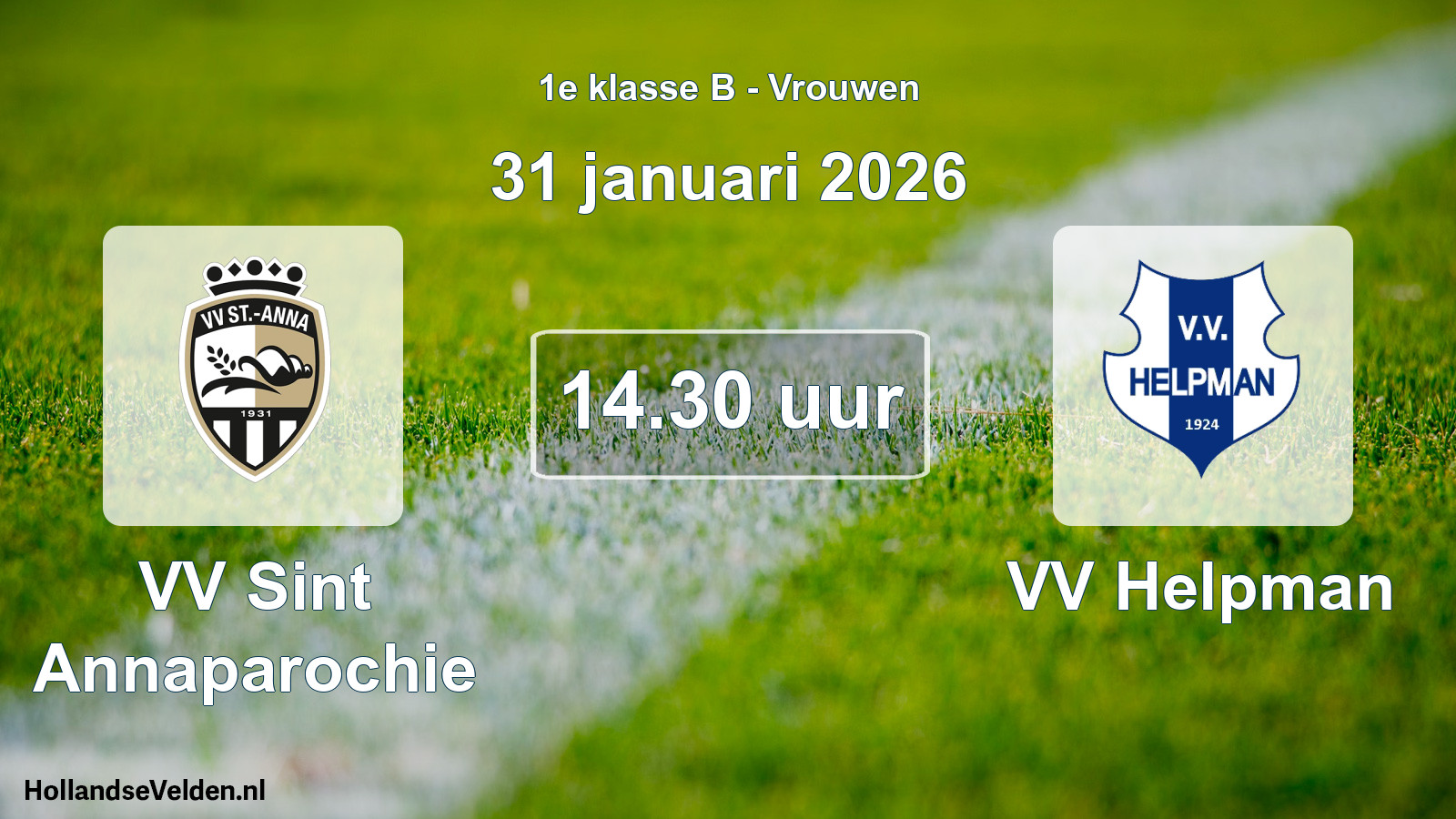 Scheduled Match: VV Sint Annaparochie - VV Helpman (31 January 2026)