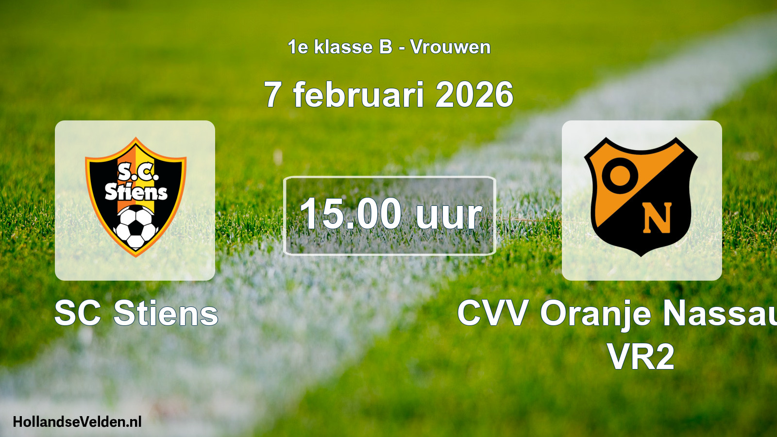 Scheduled Match: SC Stiens - CVV Oranje Nassau G VR2 (7 February 2026)