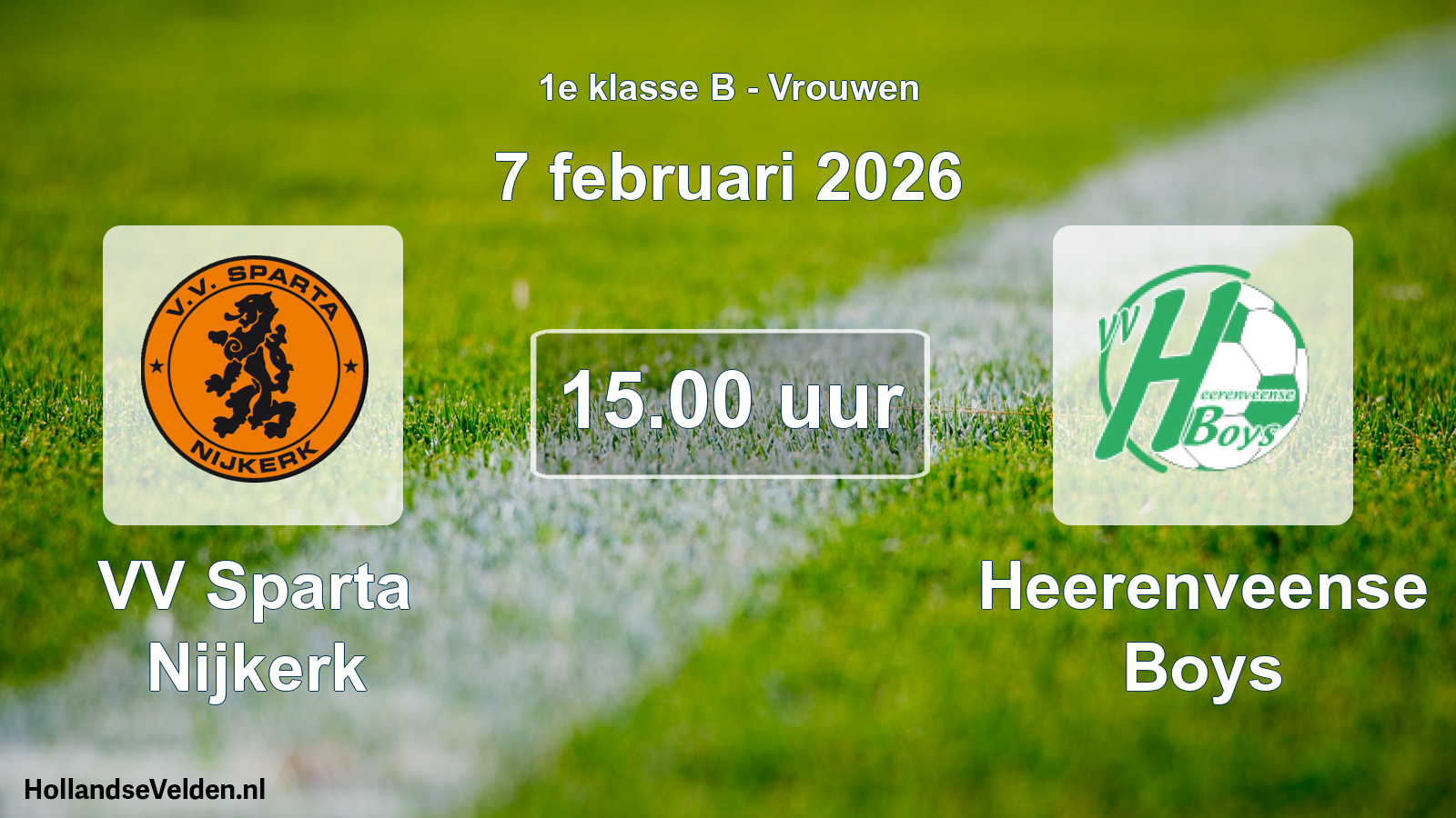 Geplande wedstrijd: VV Sparta Nijkerk - Heerenveense Boys (7 februari 2026)