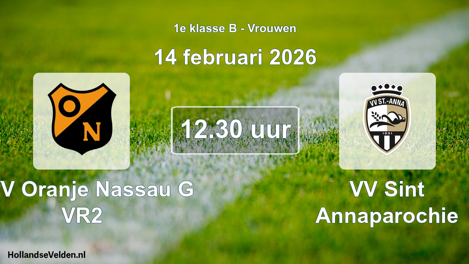 Scheduled Match: CVV Oranje Nassau G VR2 - VV Sint Annaparochie (14 February 2026)
