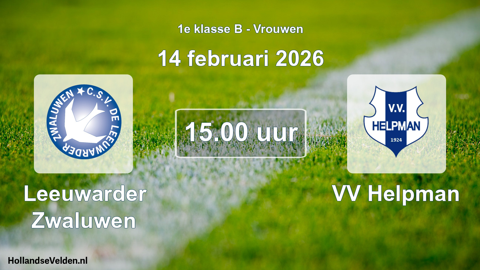 Scheduled Match: Leeuwarder Zwaluwen - VV Helpman (14 February 2026)