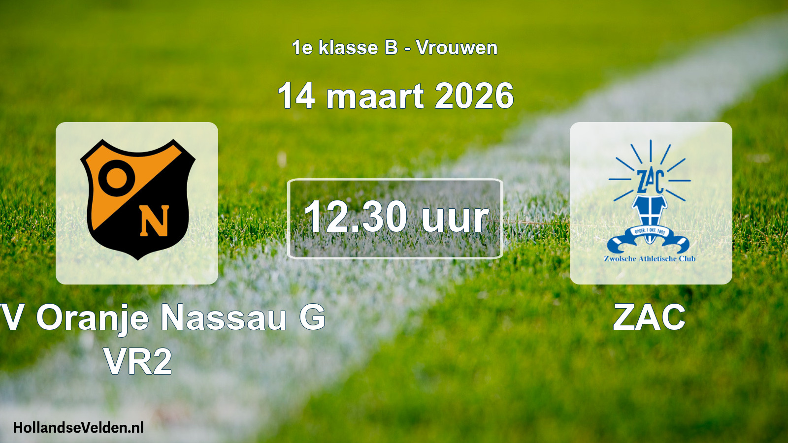 Scheduled Match: CVV Oranje Nassau G VR2 - ZAC (14 March 2026)