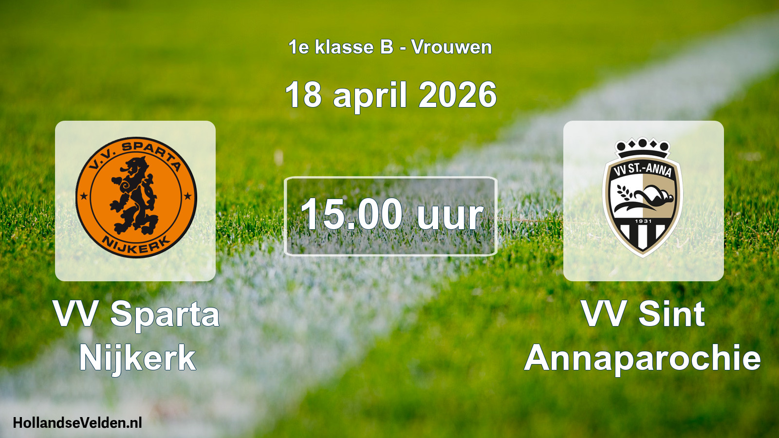 Scheduled Match: VV Sparta Nijkerk - VV Sint Annaparochie (18 April 2026)