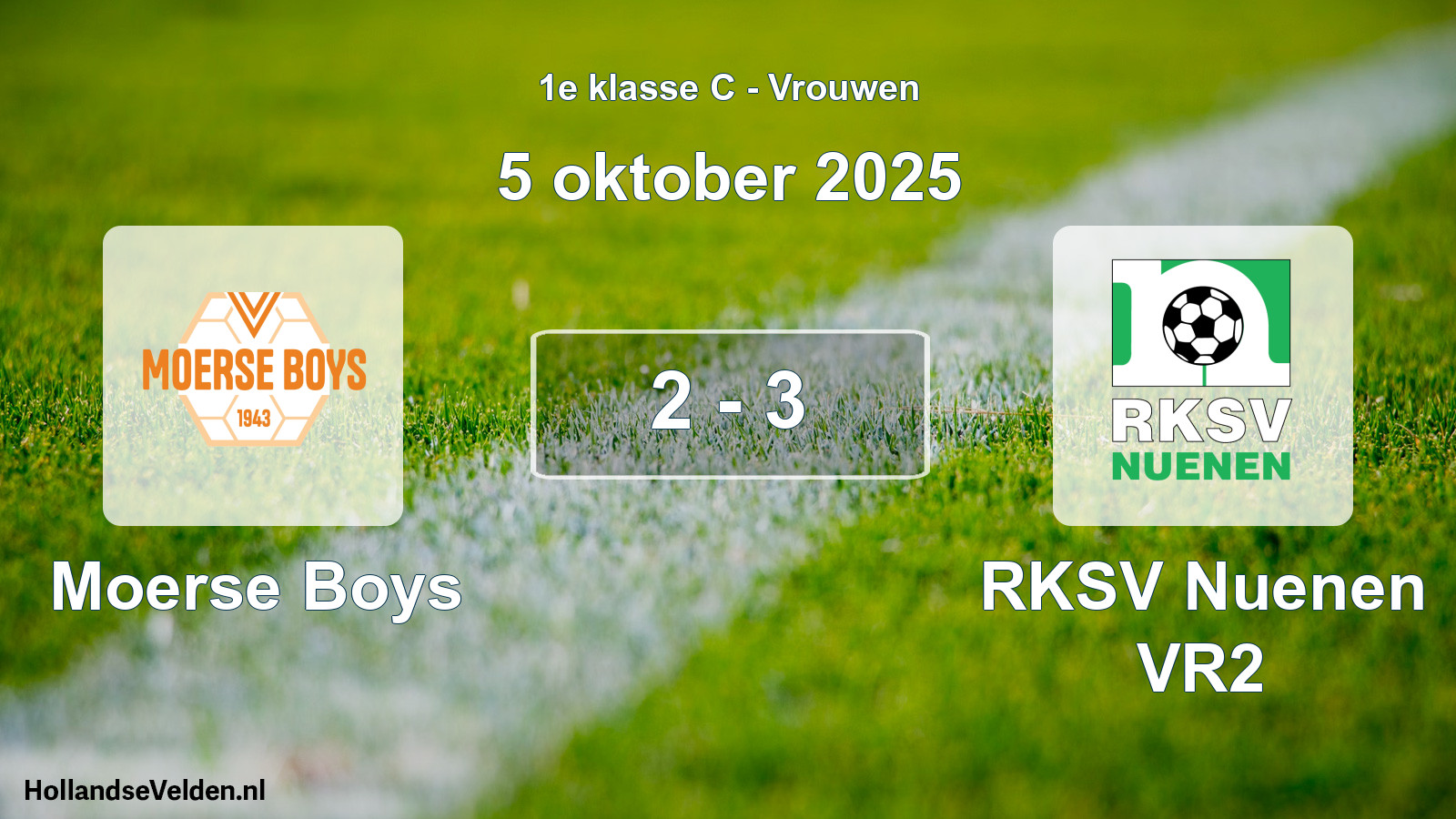 Gespeelde wedstrijd: Moerse Boys - RKSV Nuenen VR2 2 - 3 (5 oktober 2025)