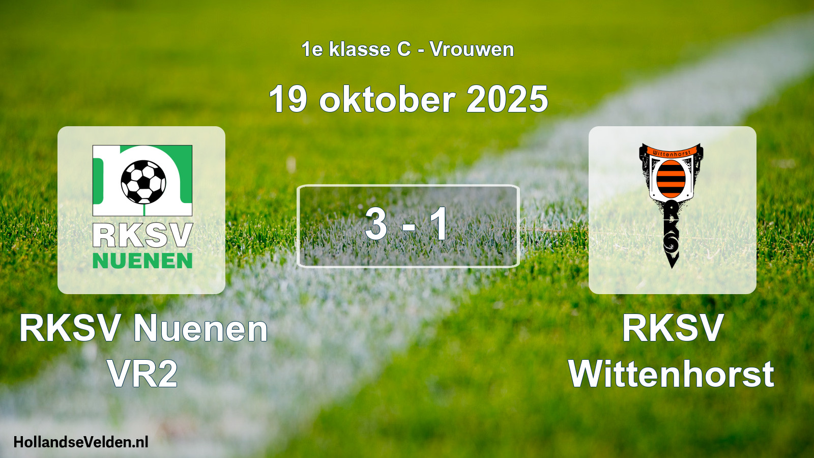 Gespeelde wedstrijd: RKSV Nuenen VR2 - RKSV Wittenhorst 3 - 1 (19 oktober 2025)