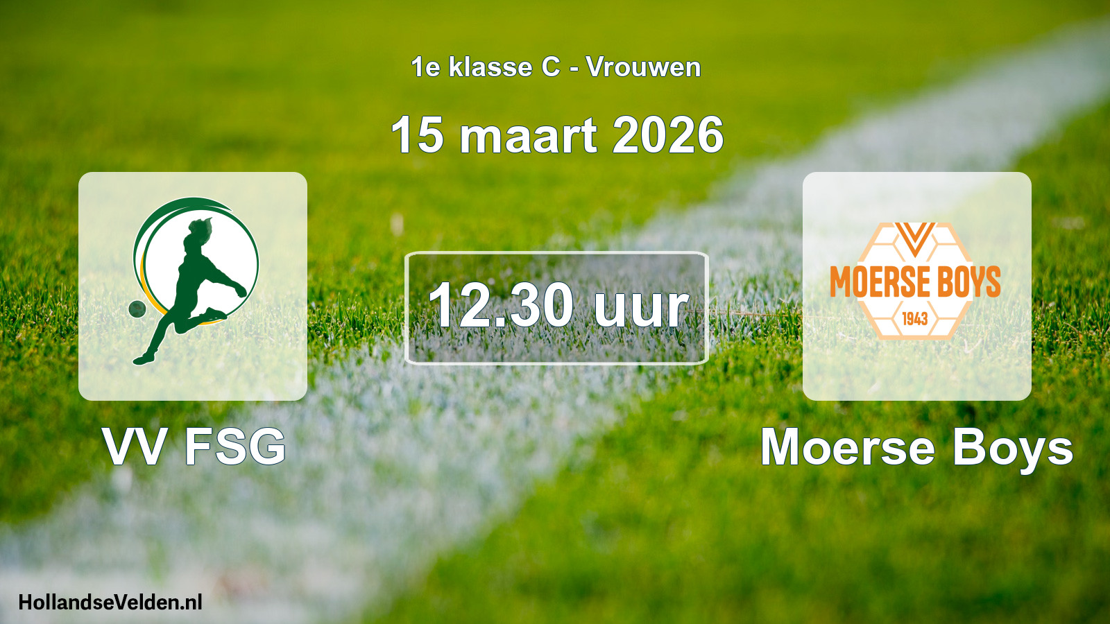 Geplande wedstrijd: VV FSG - Moerse Boys (15 maart 2026)