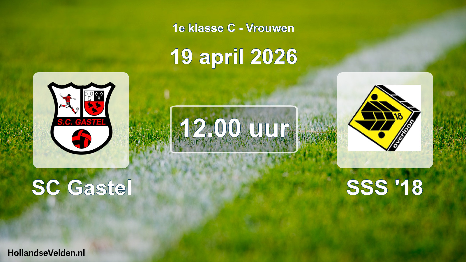 Geplande wedstrijd: SC Gastel - SSS '18 (19 april 2026)