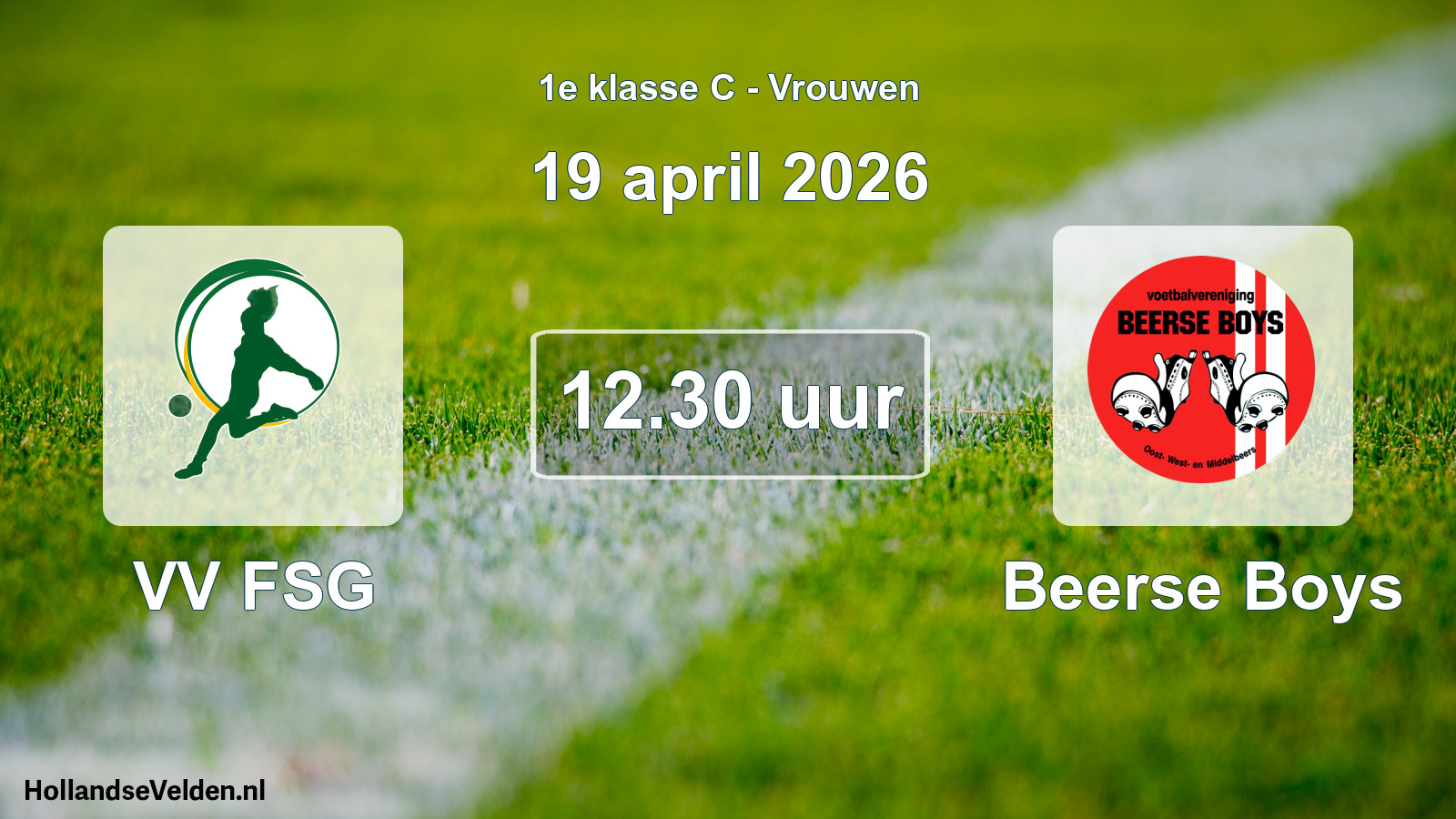 Geplande wedstrijd: VV FSG - Beerse Boys (19 april 2026)