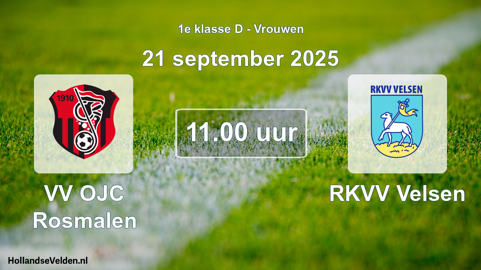 Geplande wedstrijd: VV OJC Rosmalen - RKVV Velsen (21 september 2025)
