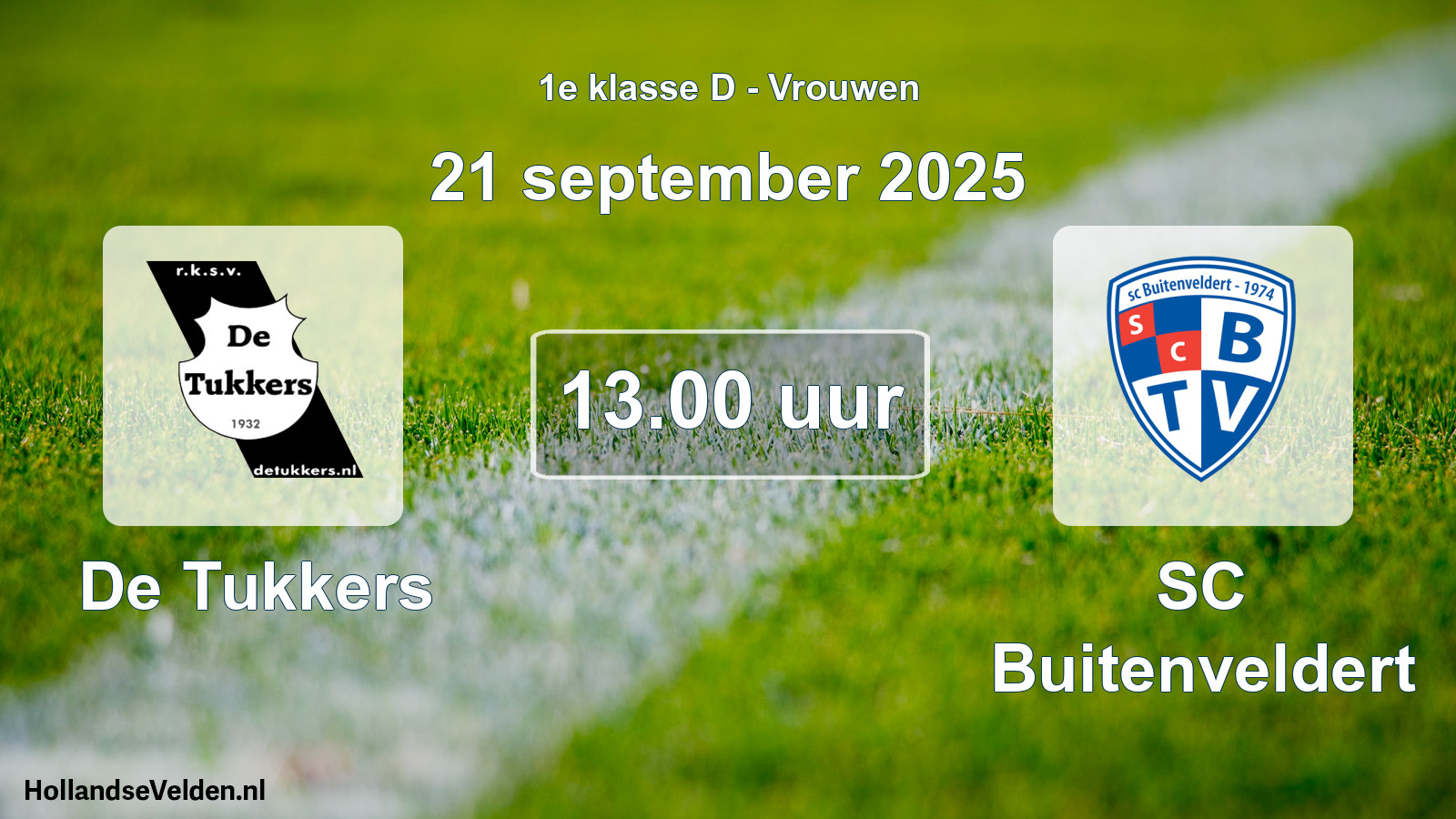 Geplande wedstrijd: De Tukkers - SC Buitenveldert (21 september 2025)